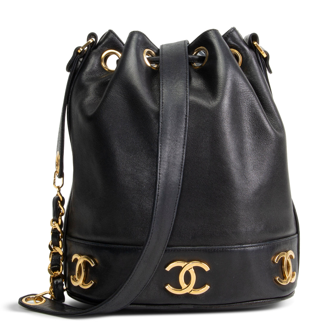 CHANEL Vintage Triple CC Bucket Bag - Black OUTLET FINAL SALE