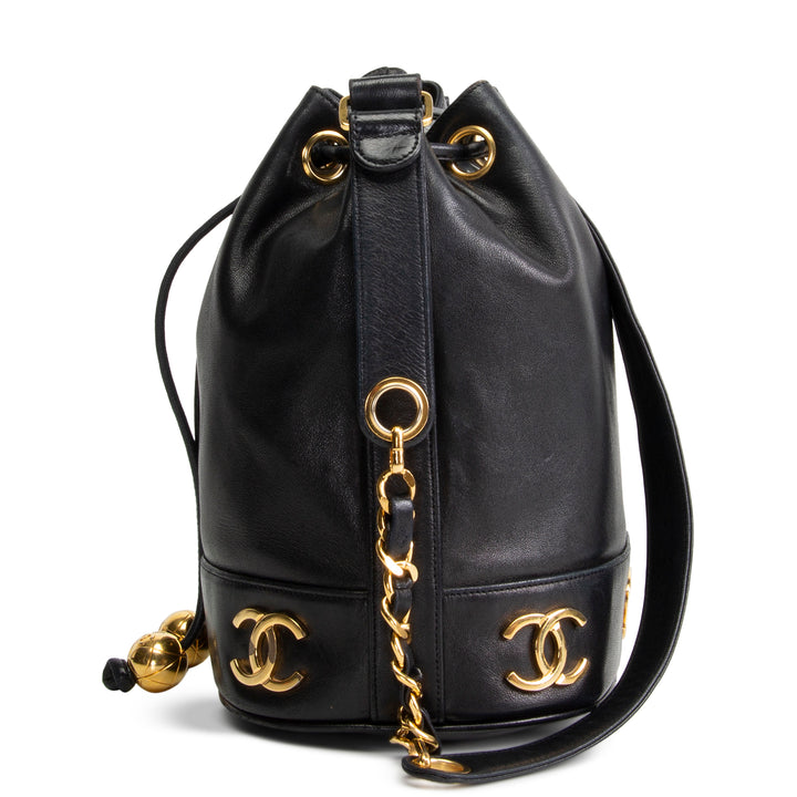 CHANEL Vintage Triple CC Bucket Bag - Black OUTLET FINAL SALE