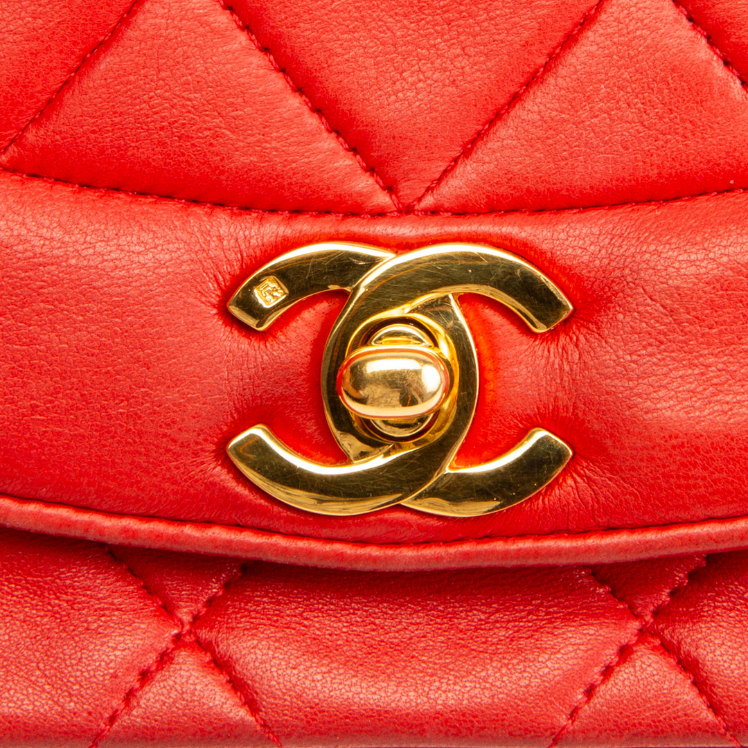 Chanel Vintage Lambskin Small Diana Flap - Red OUTLET FINAL SALE