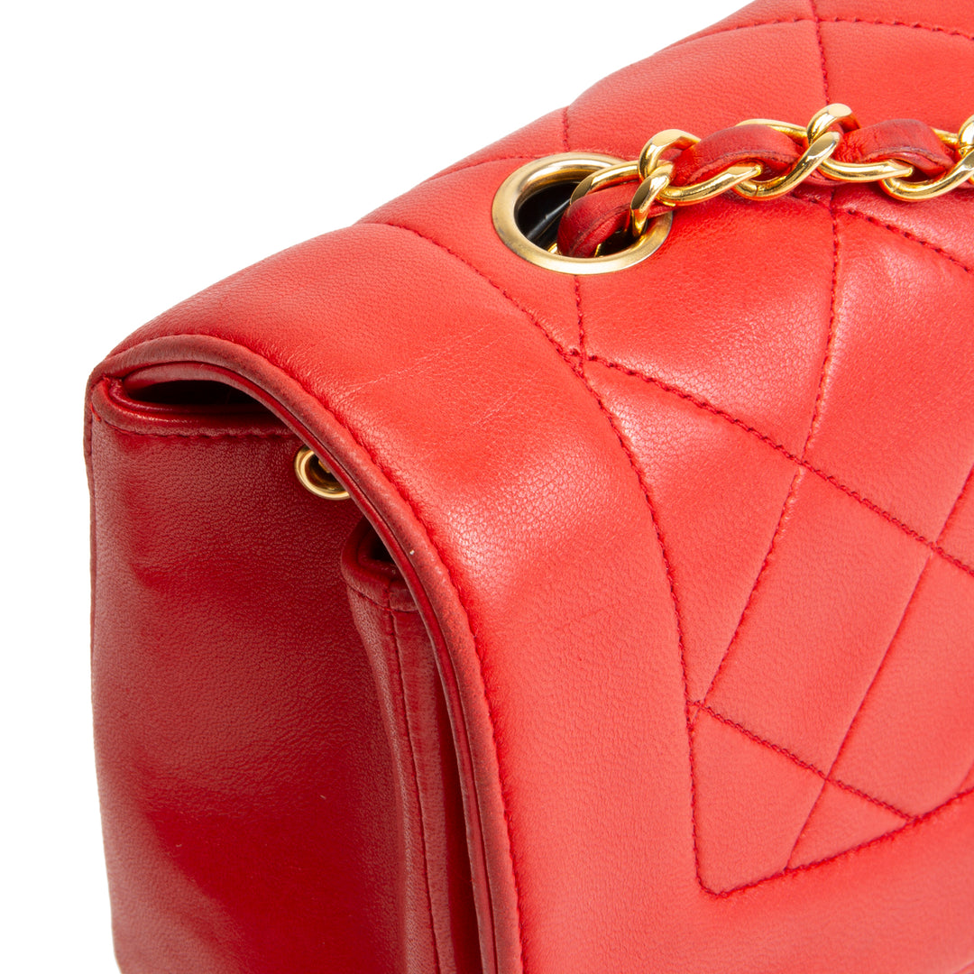 Chanel Vintage Lambskin Small Diana Flap - Red OUTLET FINAL SALE