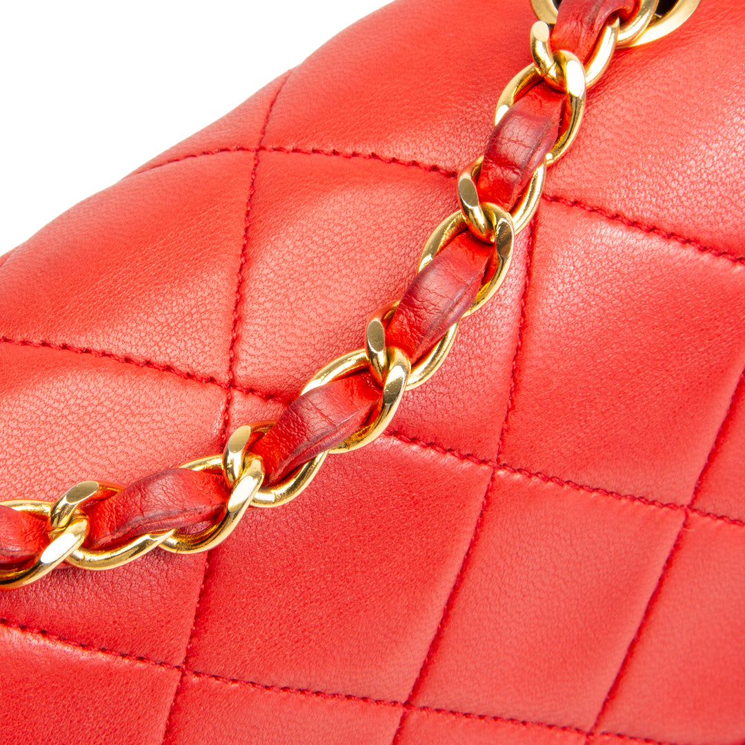 Chanel Vintage Lambskin Small Diana Flap - Red OUTLET FINAL SALE