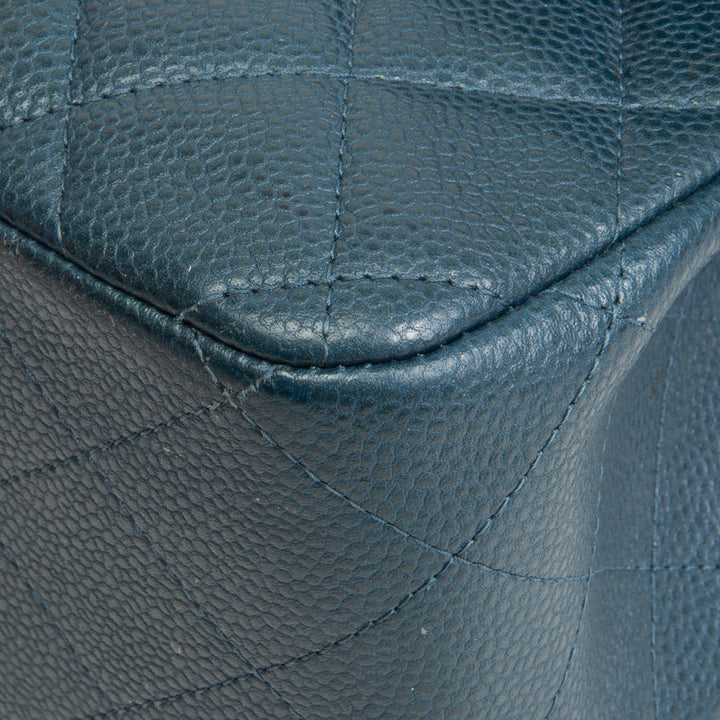 CHANEL Jumbo Quilted Caviar Double Flap - Midnight Blue OUTLET FINAL SALE