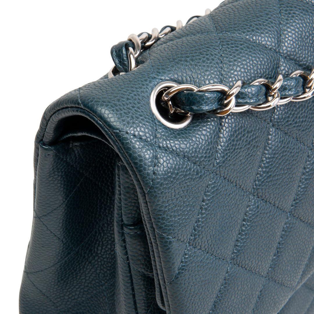 CHANEL Jumbo Quilted Caviar Double Flap - Midnight Blue OUTLET FINAL SALE