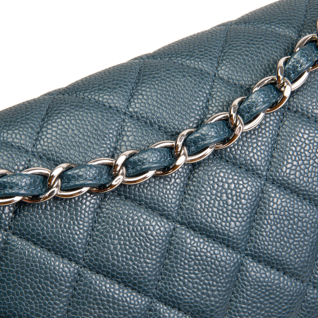 CHANEL Jumbo Quilted Caviar Double Flap - Midnight Blue OUTLET FINAL SALE