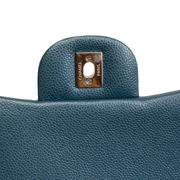 CHANEL Jumbo Quilted Caviar Double Flap - Midnight Blue OUTLET FINAL SALE