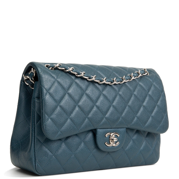 CHANEL Jumbo Quilted Caviar Double Flap - Midnight Blue OUTLET FINAL SALE