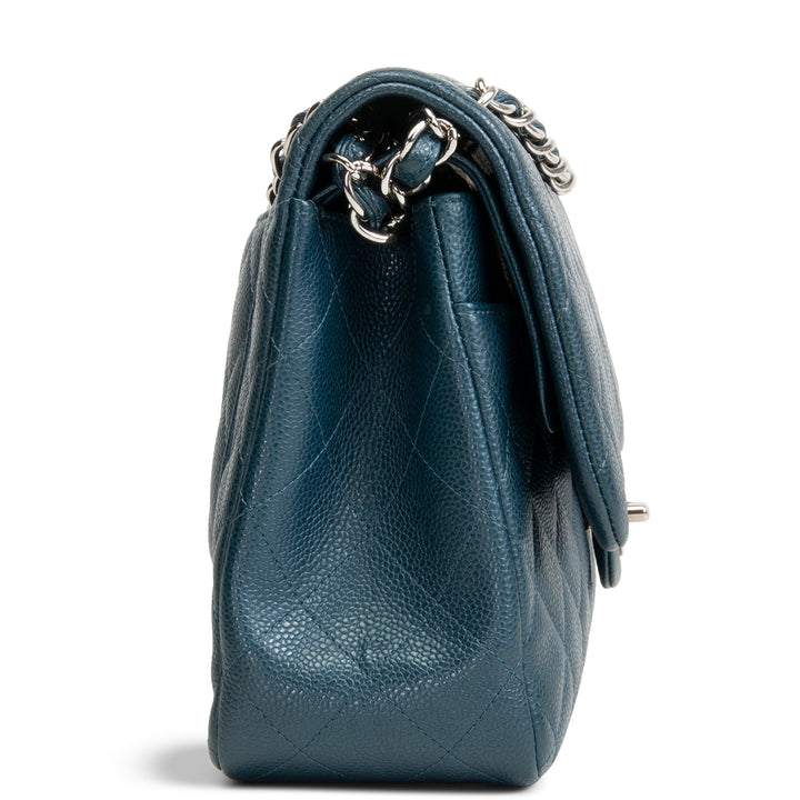 CHANEL Jumbo Quilted Caviar Double Flap - Midnight Blue OUTLET FINAL SALE