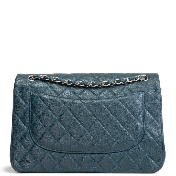 CHANEL Jumbo Quilted Caviar Double Flap - Midnight Blue OUTLET FINAL SALE