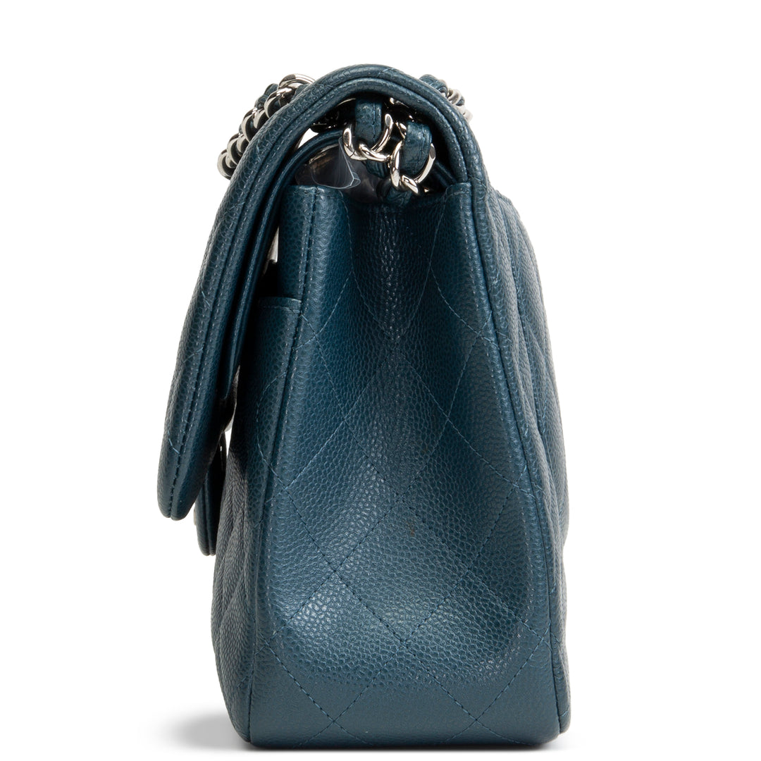 CHANEL Jumbo Quilted Caviar Double Flap - Midnight Blue OUTLET FINAL SALE