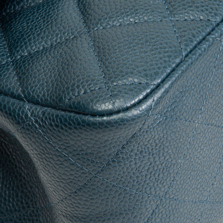 CHANEL Jumbo Quilted Caviar Double Flap - Midnight Blue OUTLET FINAL SALE