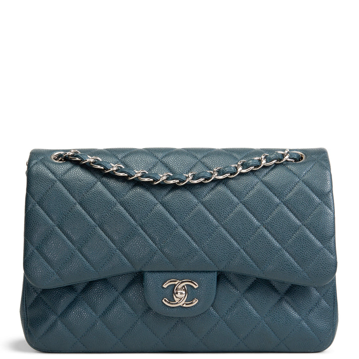 CHANEL Jumbo Quilted Caviar Double Flap - Midnight Blue OUTLET FINAL SALE