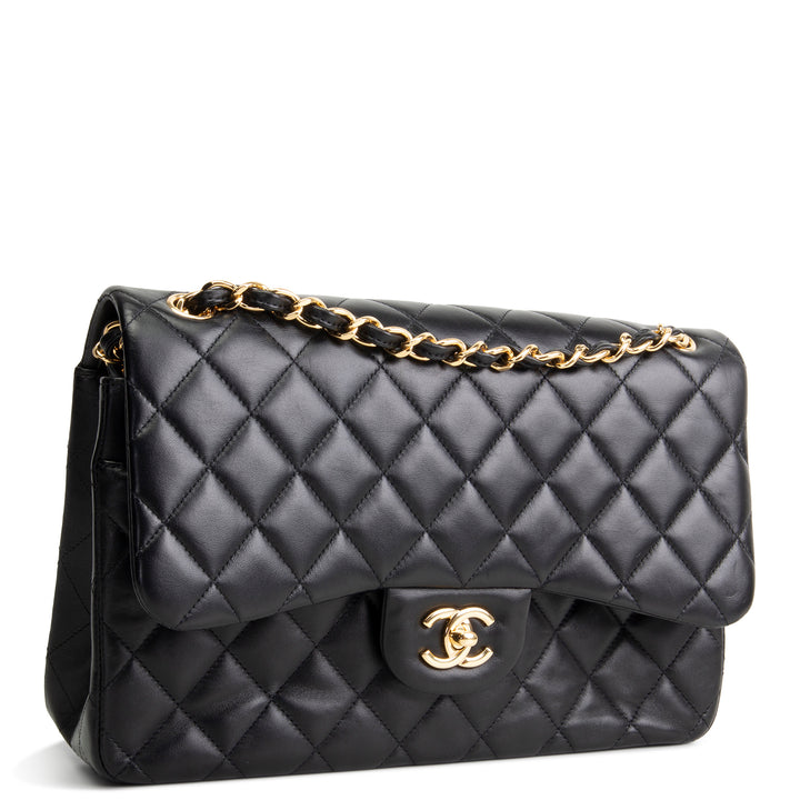 CHANEL Lambskin Classic Double Flap Jumbo - Black