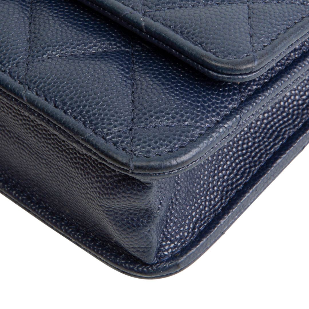 CHANEL Wallet on Chain Quilted Caviar - Navy Blue
