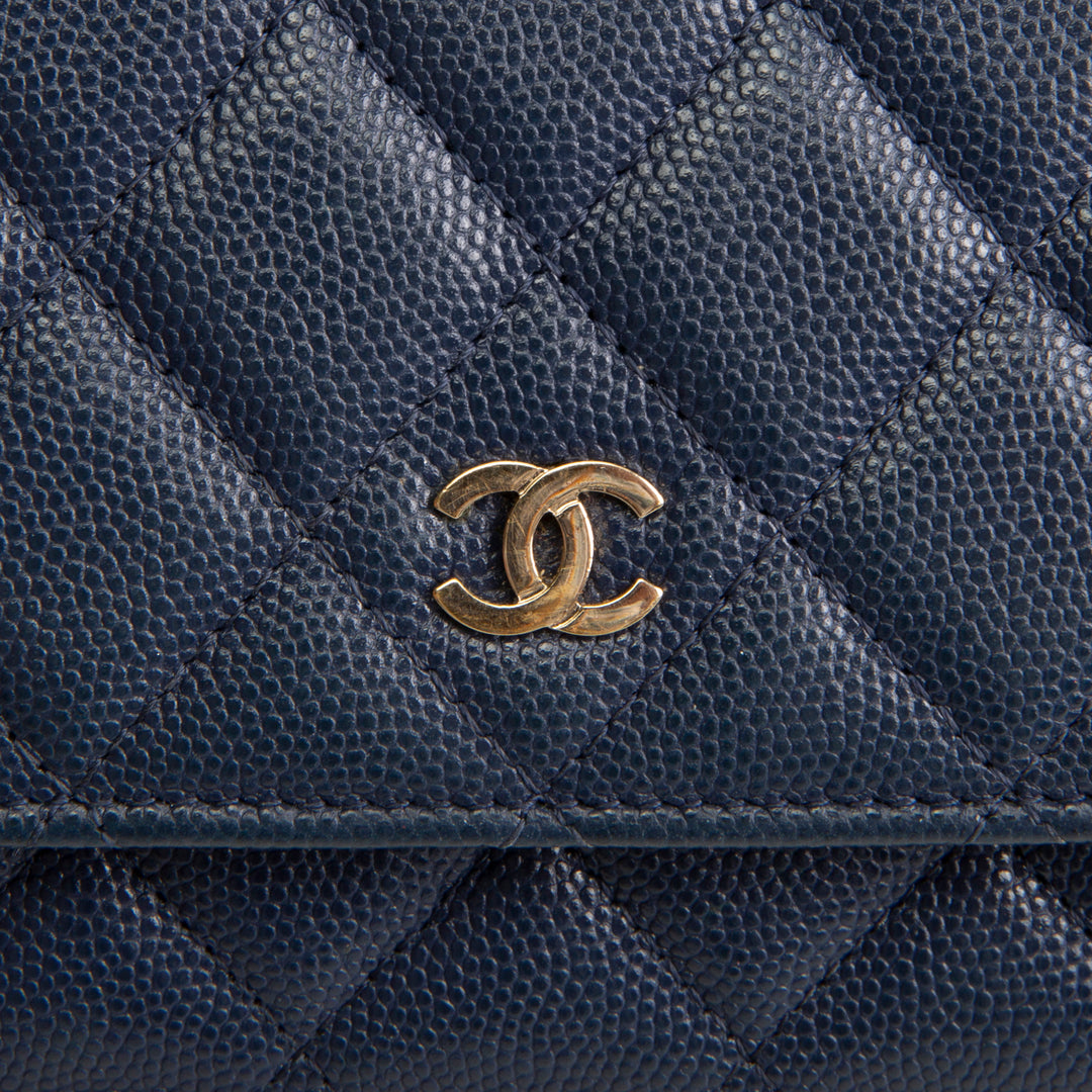 CHANEL Wallet on Chain Quilted Caviar - Navy Blue