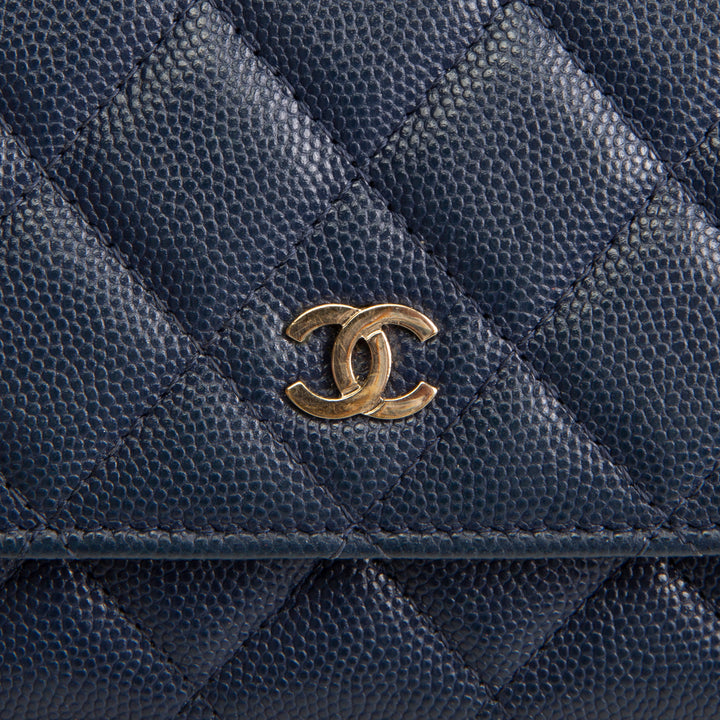 CHANEL Wallet on Chain Quilted Caviar - Navy Blue