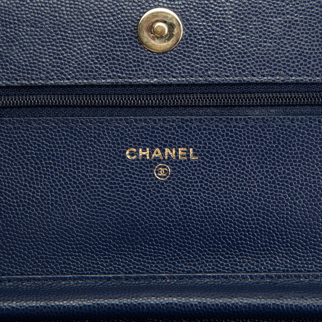 CHANEL Wallet on Chain Quilted Caviar - Navy Blue