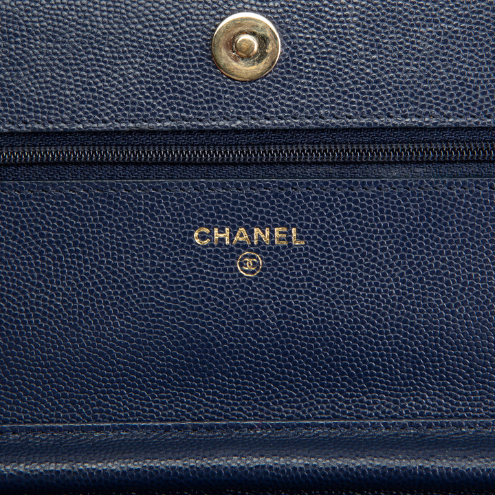 CHANEL Wallet on Chain Quilted Caviar - Navy Blue