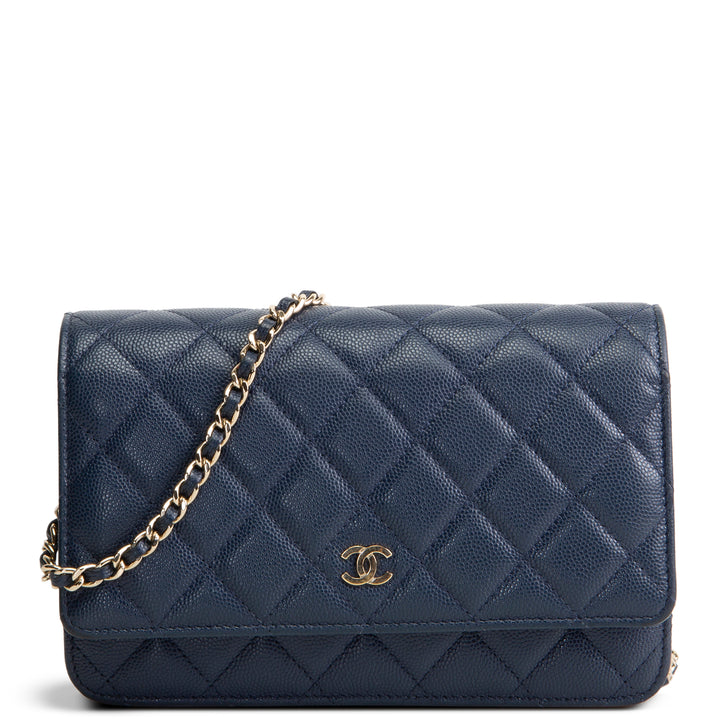 CHANEL Wallet on Chain Quilted Caviar - Navy Blue