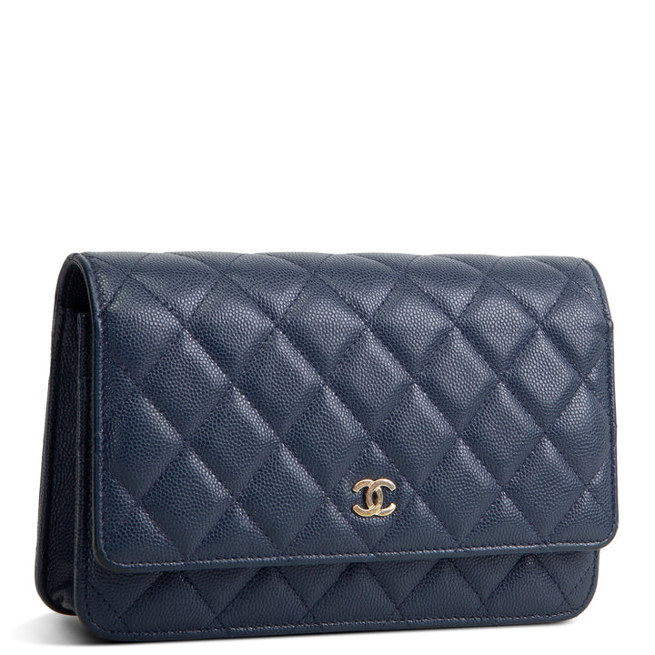 CHANEL Wallet on Chain Quilted Caviar - Navy Blue