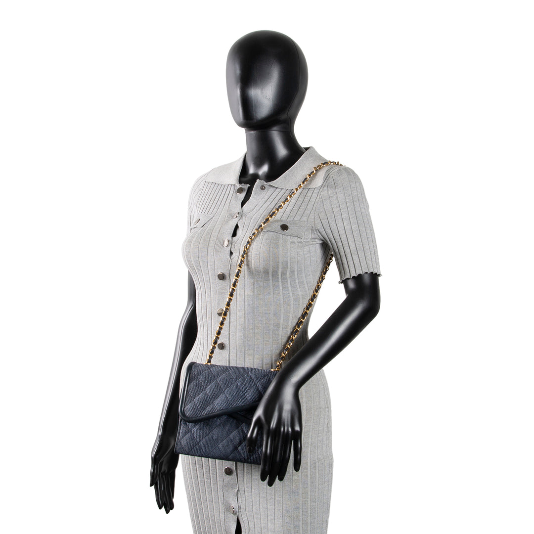 CHANEL Vintage Linen Timeless Double Flap Tassel Shoulder Bag