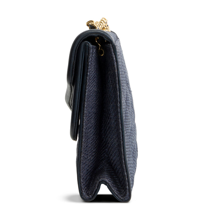 CHANEL Vintage Linen Timeless Double Flap Tassel Shoulder Bag