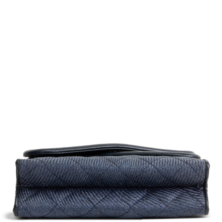 CHANEL Vintage Linen Timeless Double Flap Tassel Shoulder Bag
