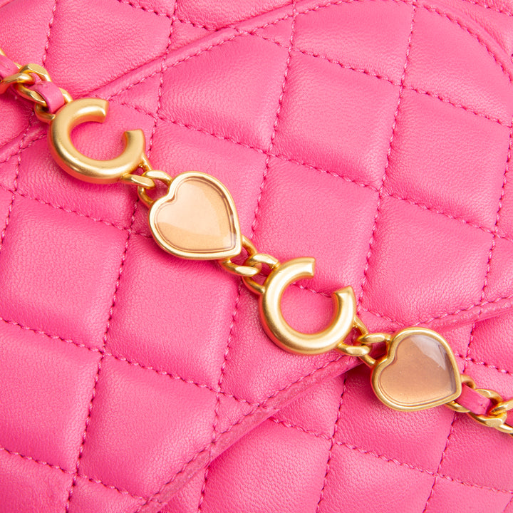 CHANEL Coco de Toi Heart Chain Flap Bag - Pink