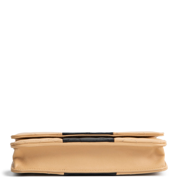 CHANEL Lambskin Bicolor Wallet on Chain - Beige/Black