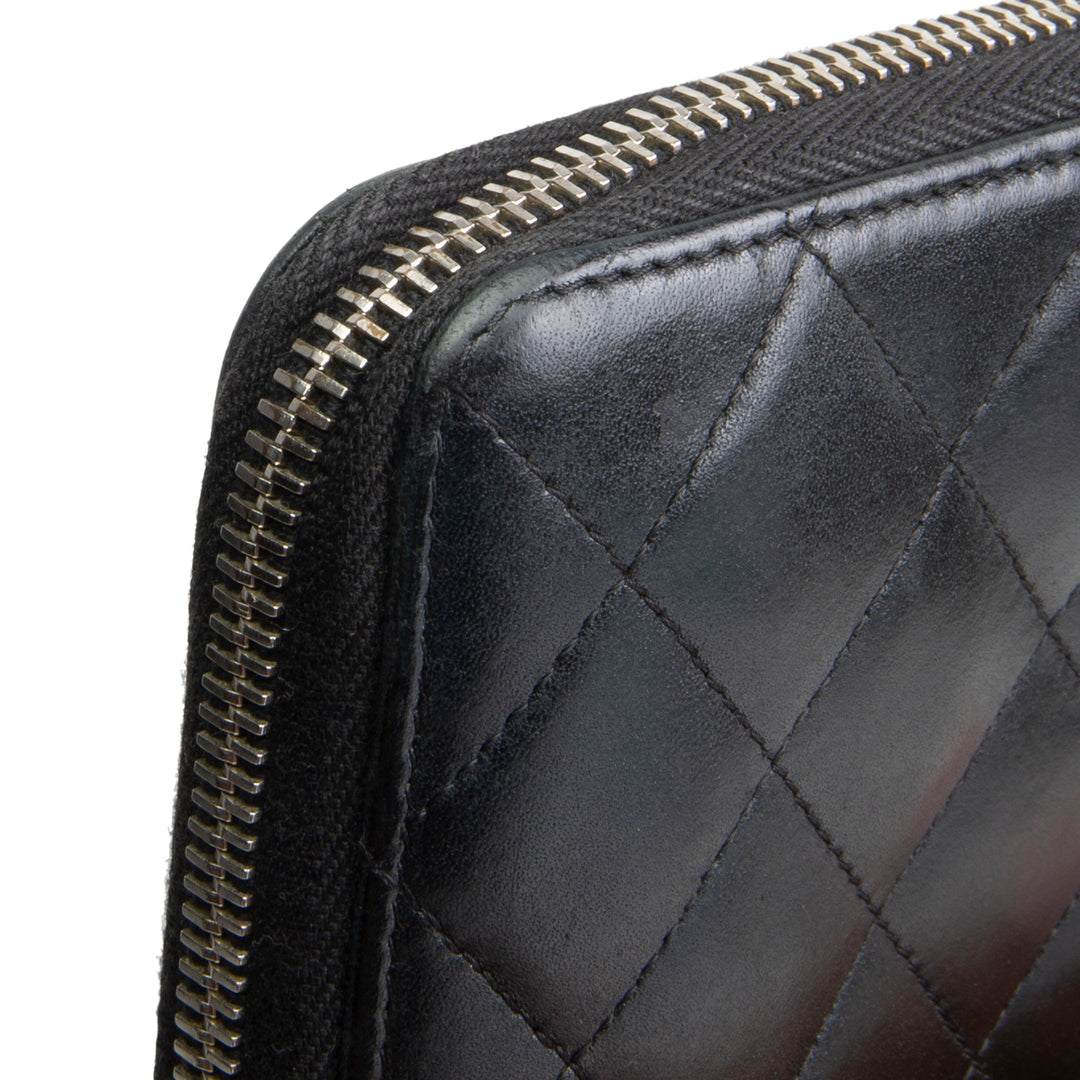CHANEL Logo Zip Around Continental Wallet