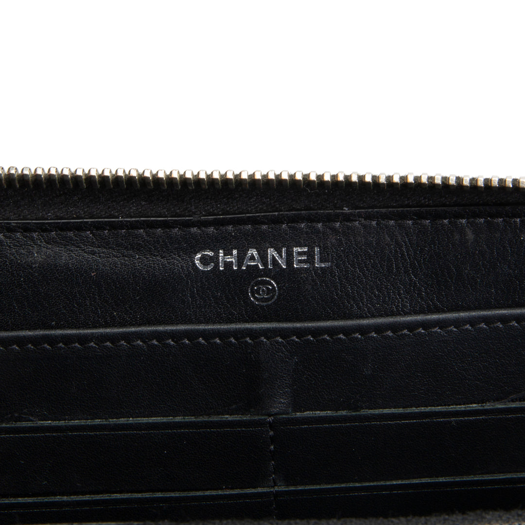 CHANEL Logo Zip Around Continental Wallet