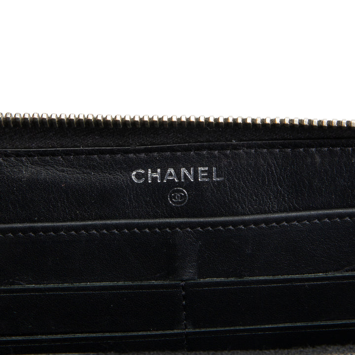 CHANEL Logo Zip Around Continental Wallet