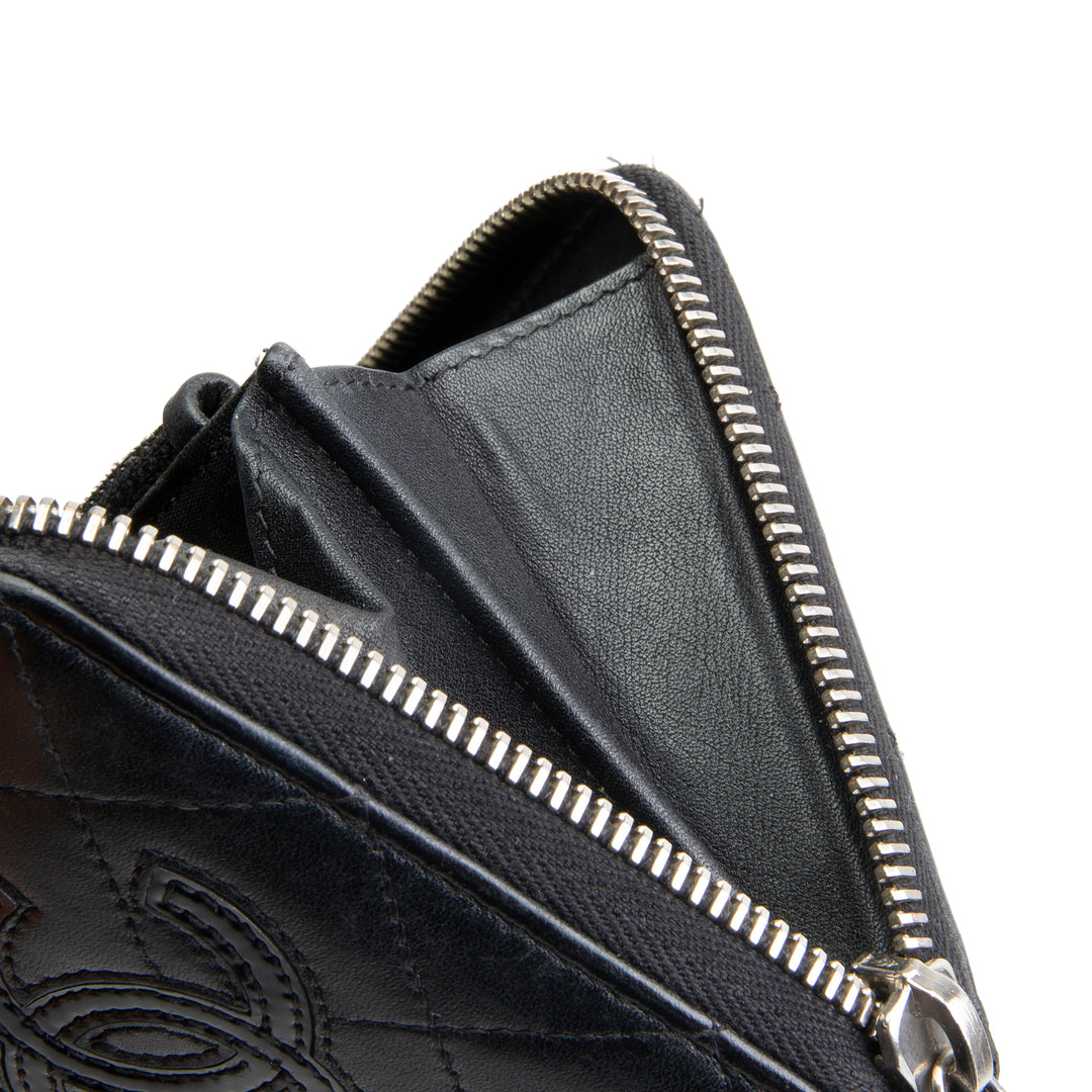 CHANEL Logo Zip Around Continental Wallet