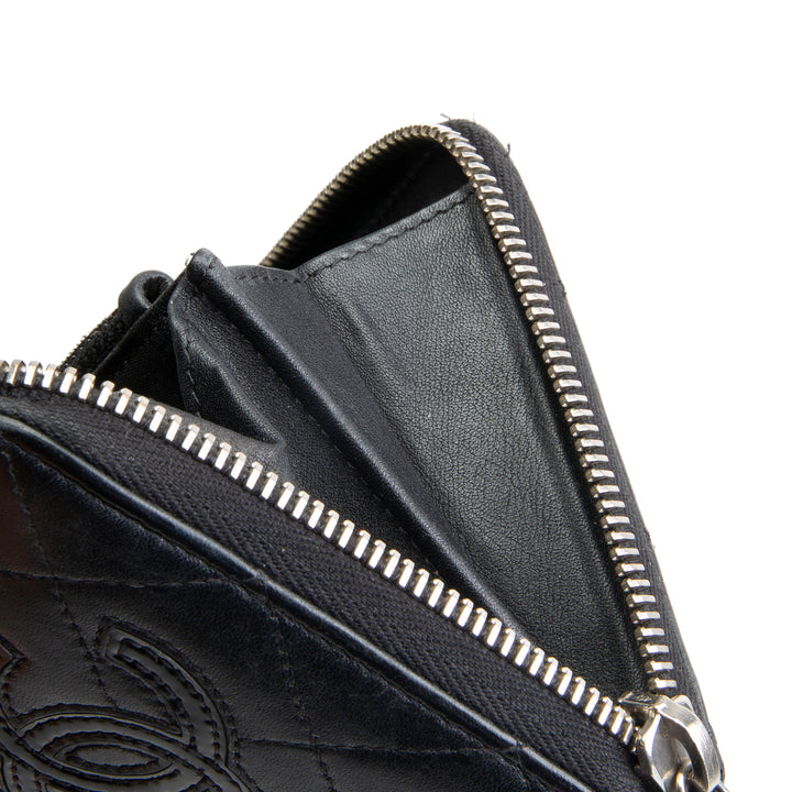 CHANEL Logo Zip Around Continental Wallet
