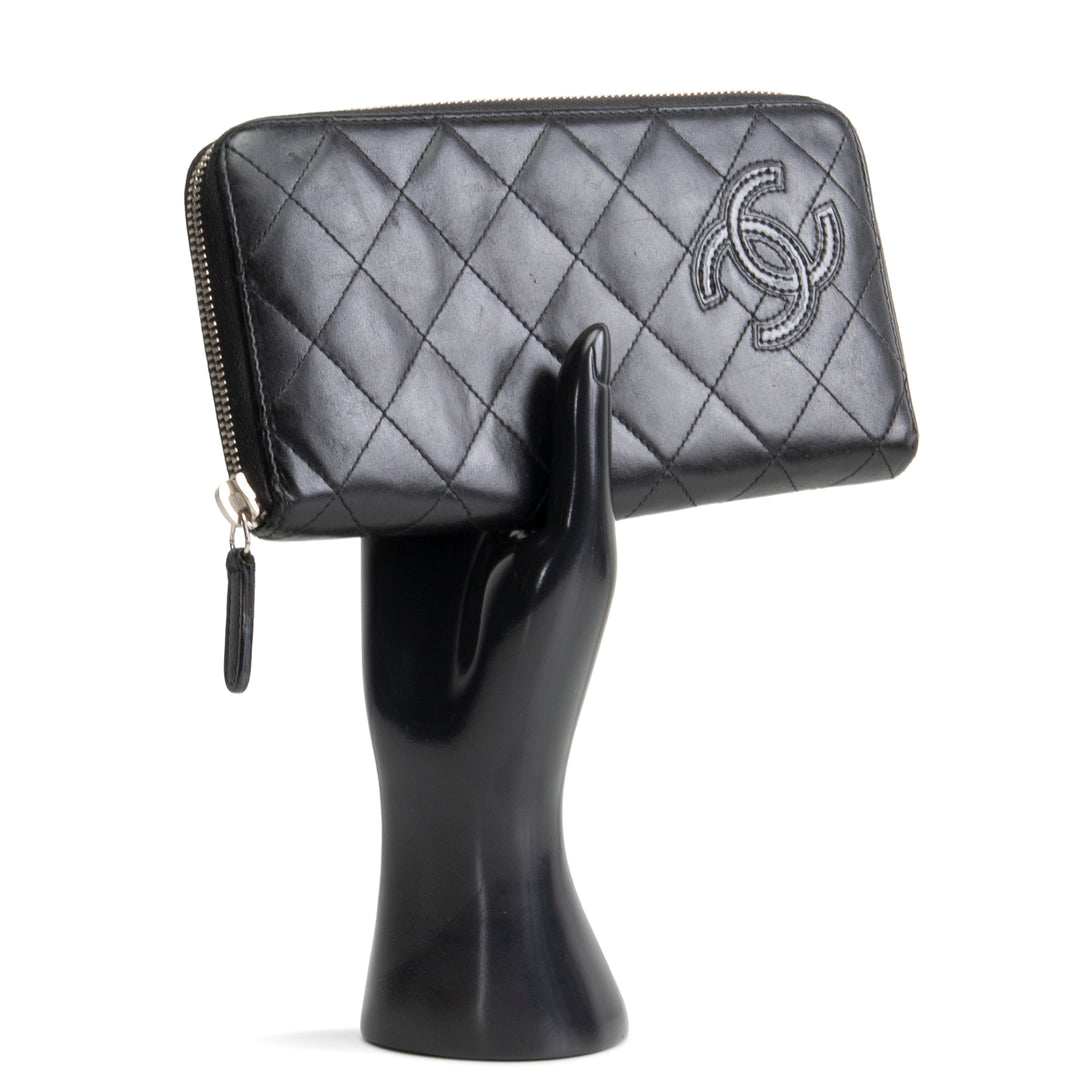 CHANEL Logo Zip Around Continental Wallet