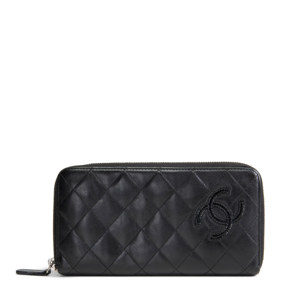 CHANEL Logo Zip Around Continental Wallet