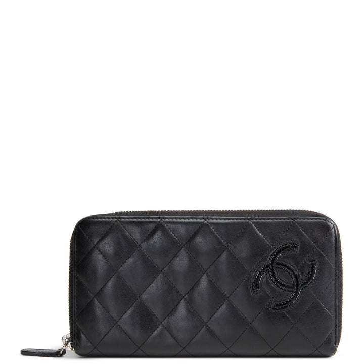 CHANEL Logo Zip Around Continental Wallet
