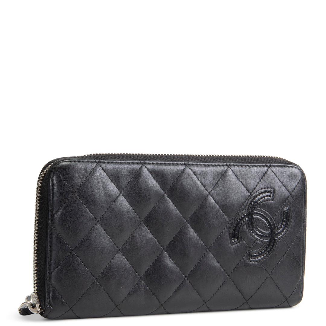 CHANEL Logo Zip Around Continental Wallet