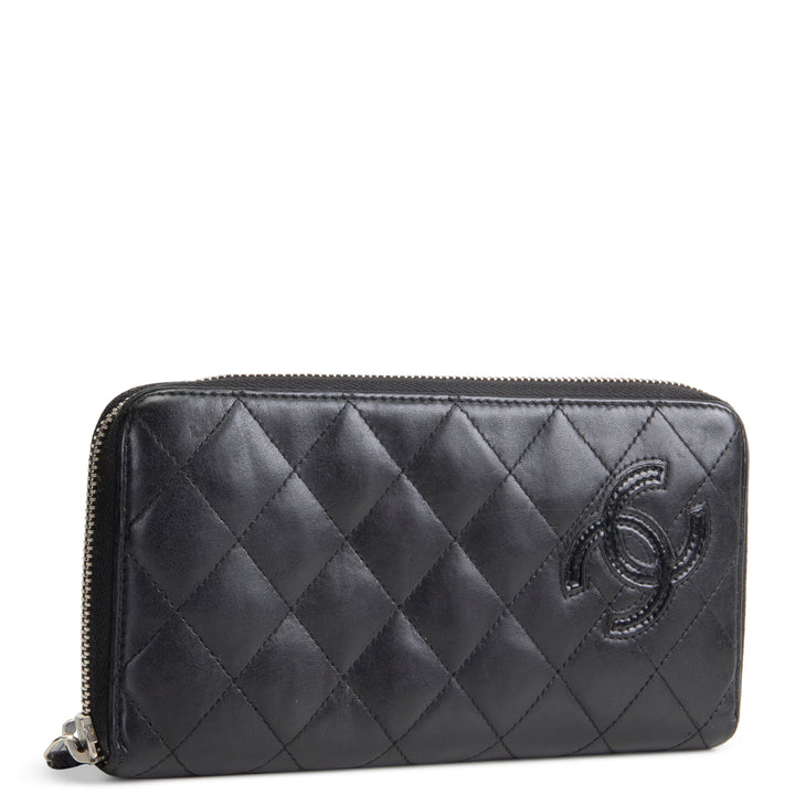 CHANEL Logo Zip Around Continental Wallet