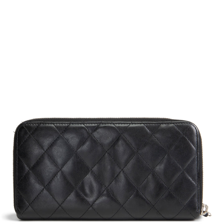 CHANEL Logo Zip Around Continental Wallet