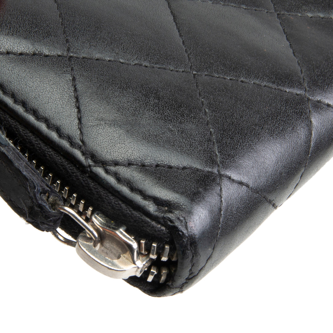 CHANEL Logo Zip Around Continental Wallet