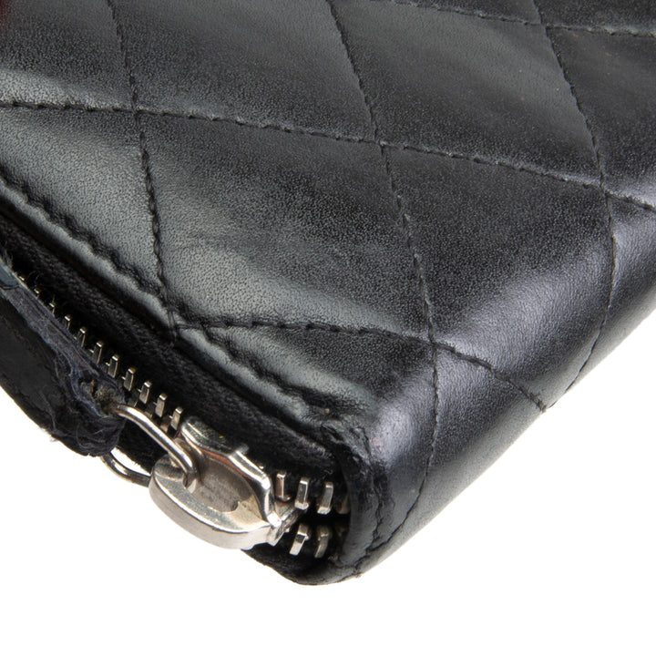 CHANEL Logo Zip Around Continental Wallet