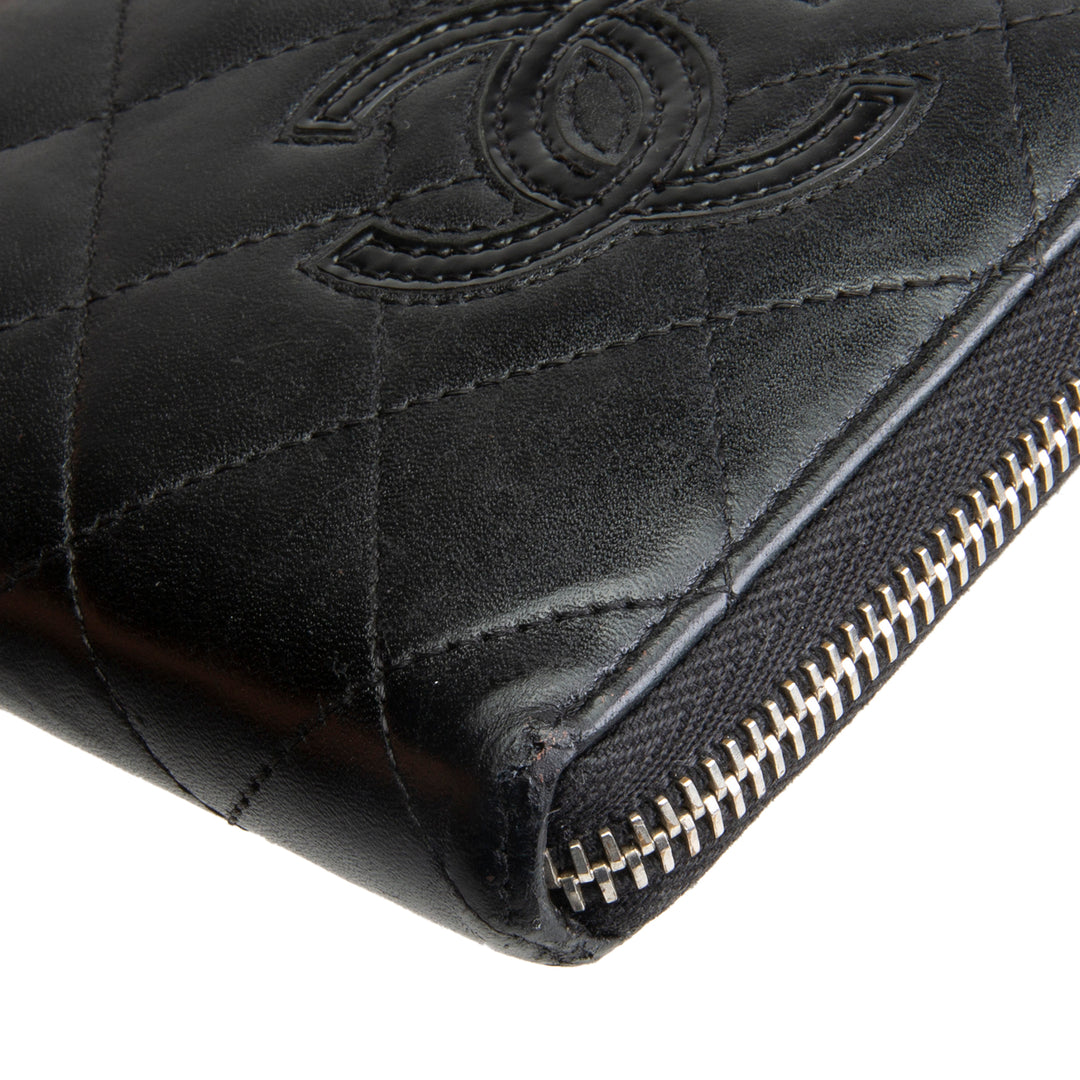 CHANEL Logo Zip Around Continental Wallet