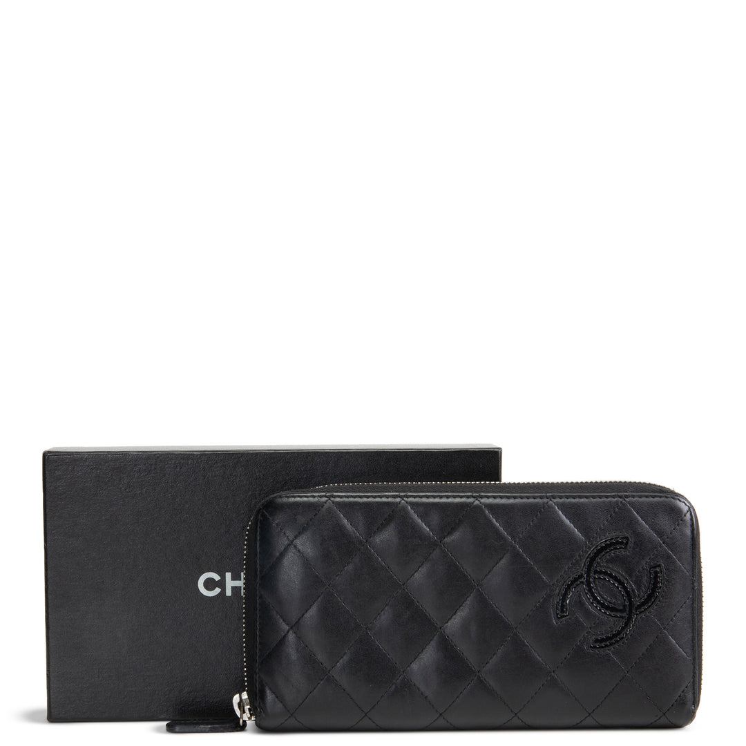 CHANEL Logo Zip Around Continental Wallet