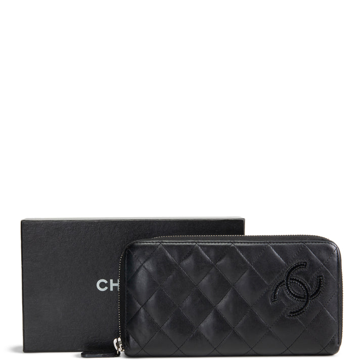 CHANEL Logo Zip Around Continental Wallet
