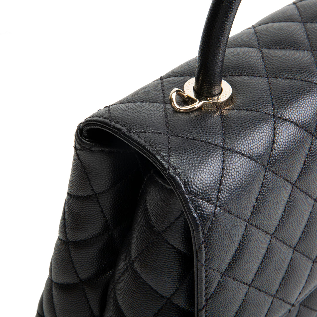 CHANEL Coco Handle Flap - Small Quilted Caviar - Black