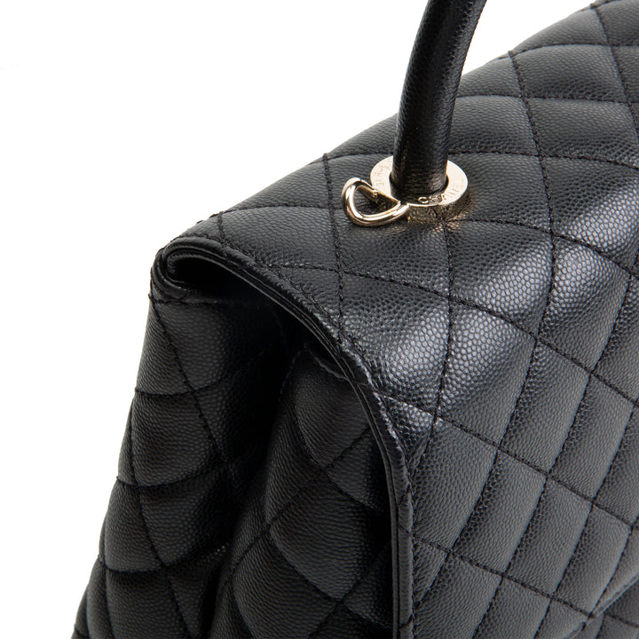 CHANEL Coco Handle Flap - Small Quilted Caviar - Black