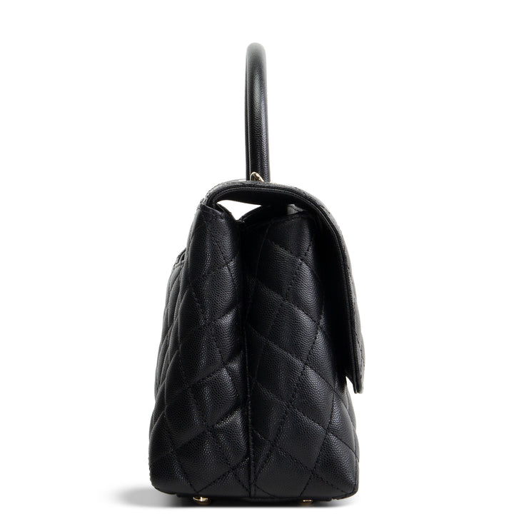 CHANEL Coco Handle Flap - Small Quilted Caviar - Black