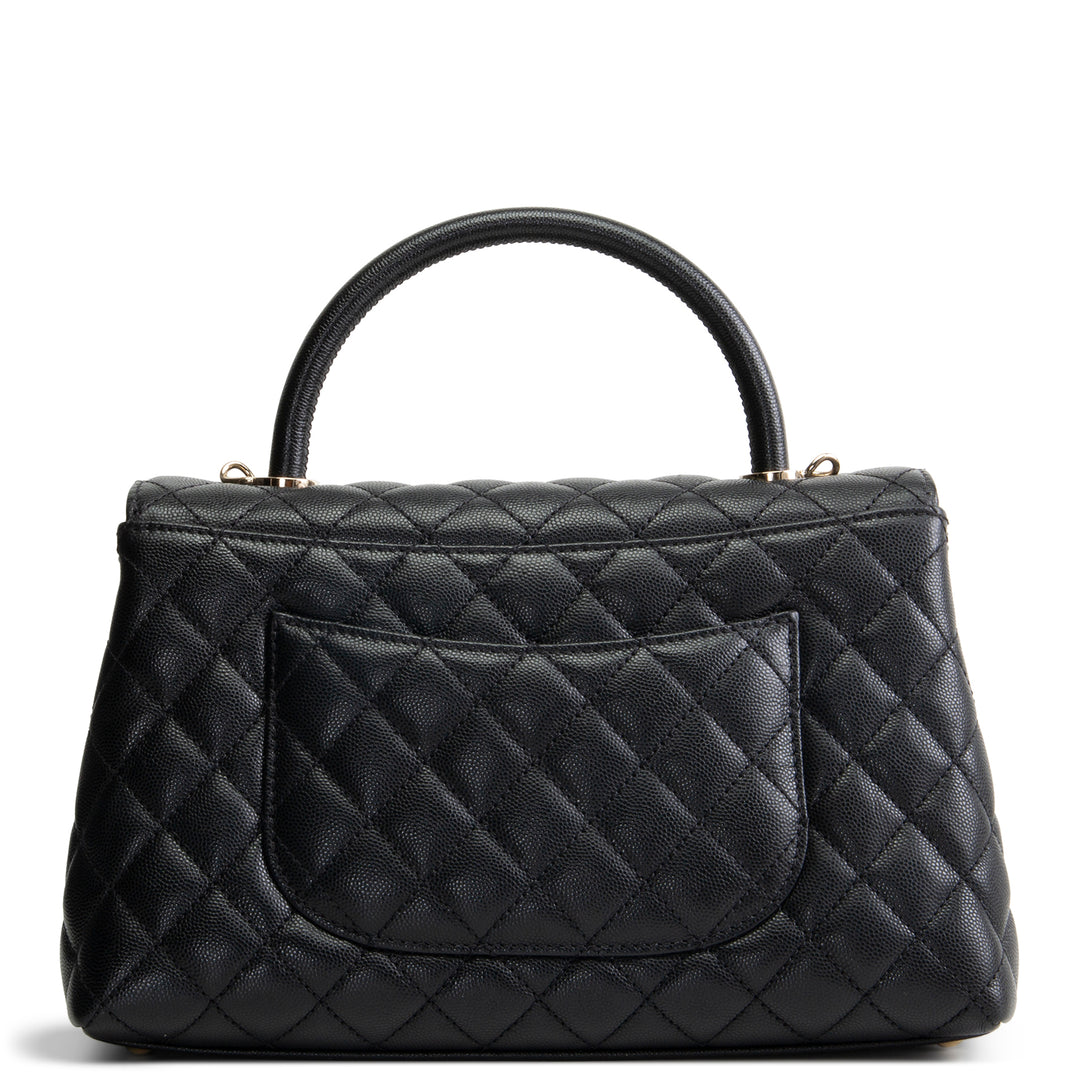 CHANEL Coco Handle Flap - Small Quilted Caviar - Black