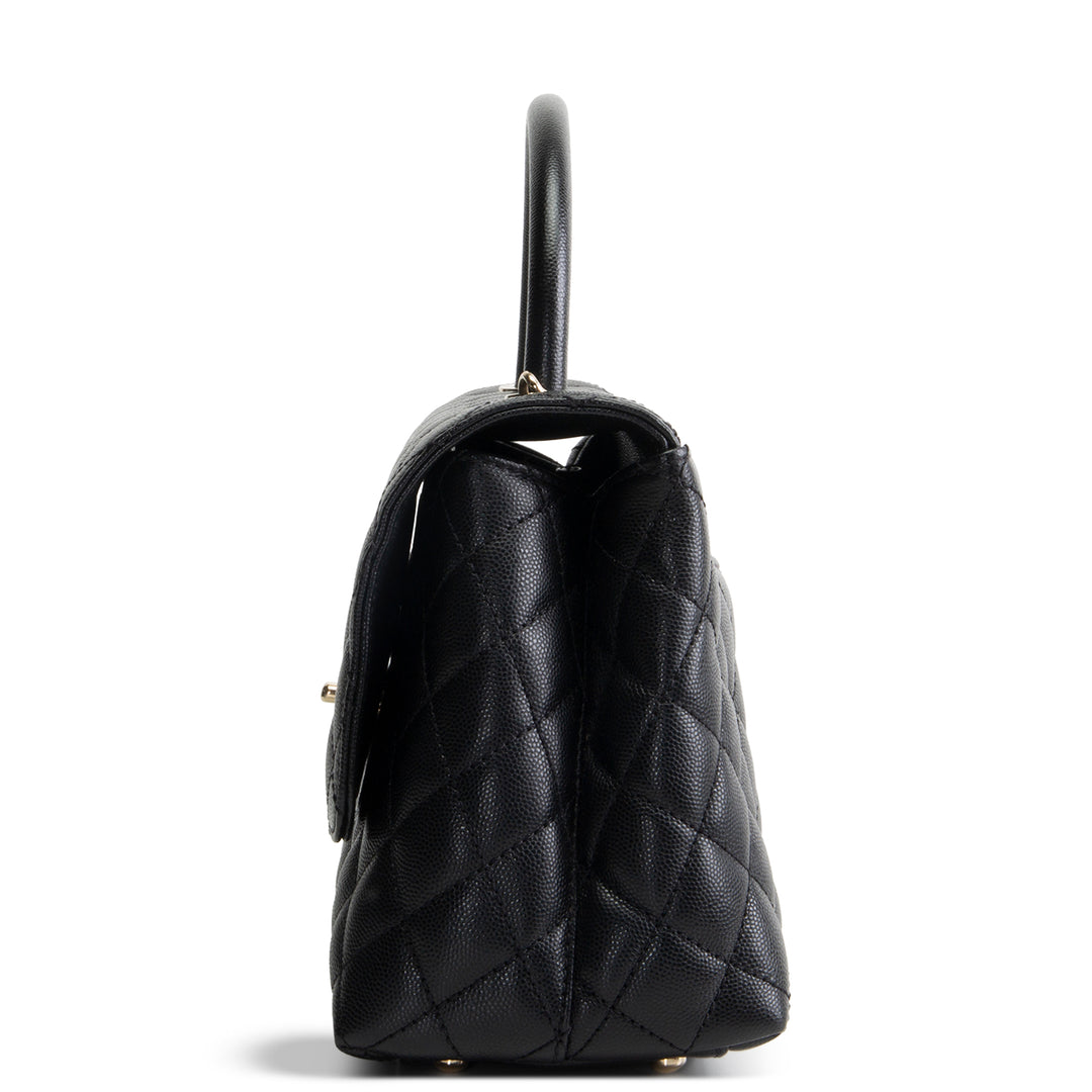 CHANEL Coco Handle Flap - Small Quilted Caviar - Black