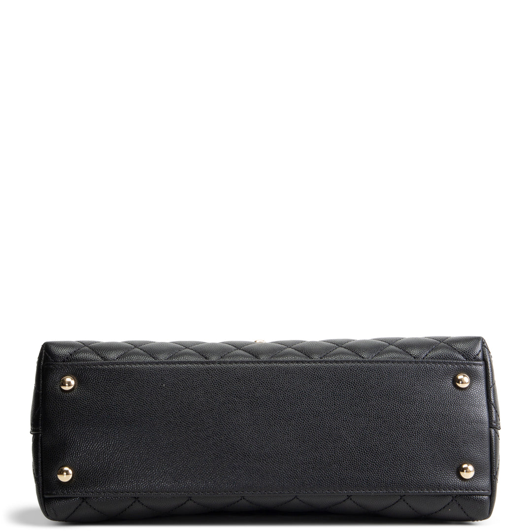 CHANEL Coco Handle Flap - Small Quilted Caviar - Black